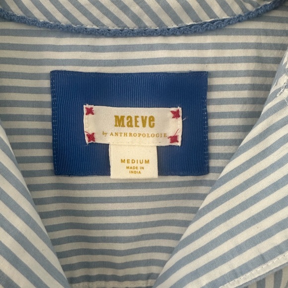 Anthropologie MAEVE crab print striped crop top blouse Medium M - Picture 2 of 6